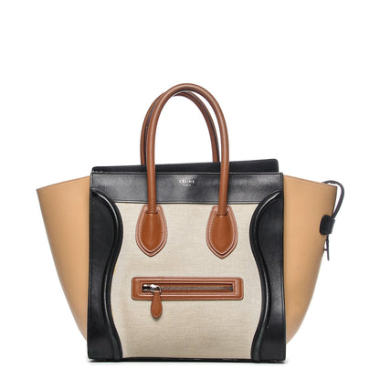 Celine Calfskin Canvas Mini Tri-Color Luggage Tan 1 of 14