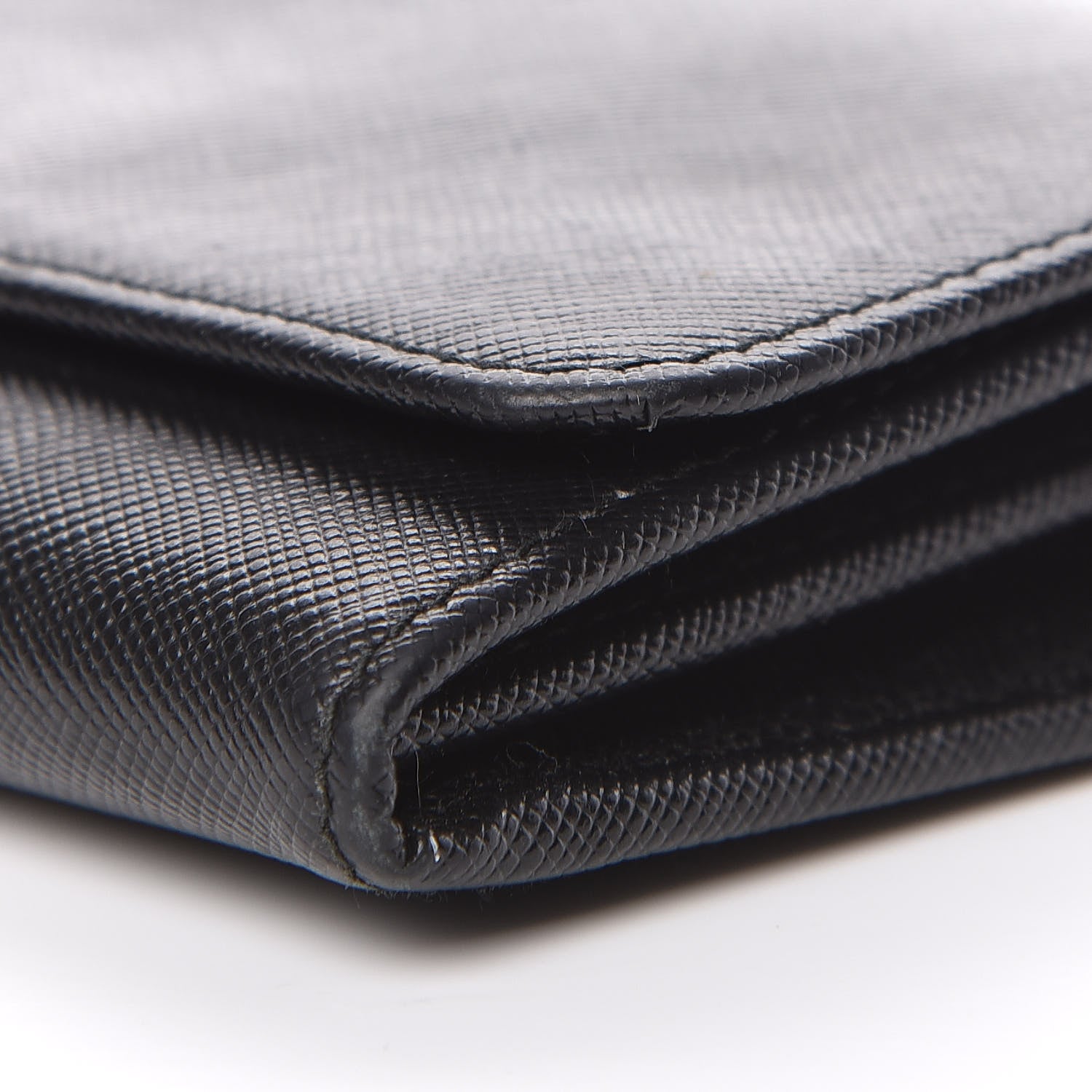 Prada Saffiano Metal Oro Chain Wallet Black 9 of 11