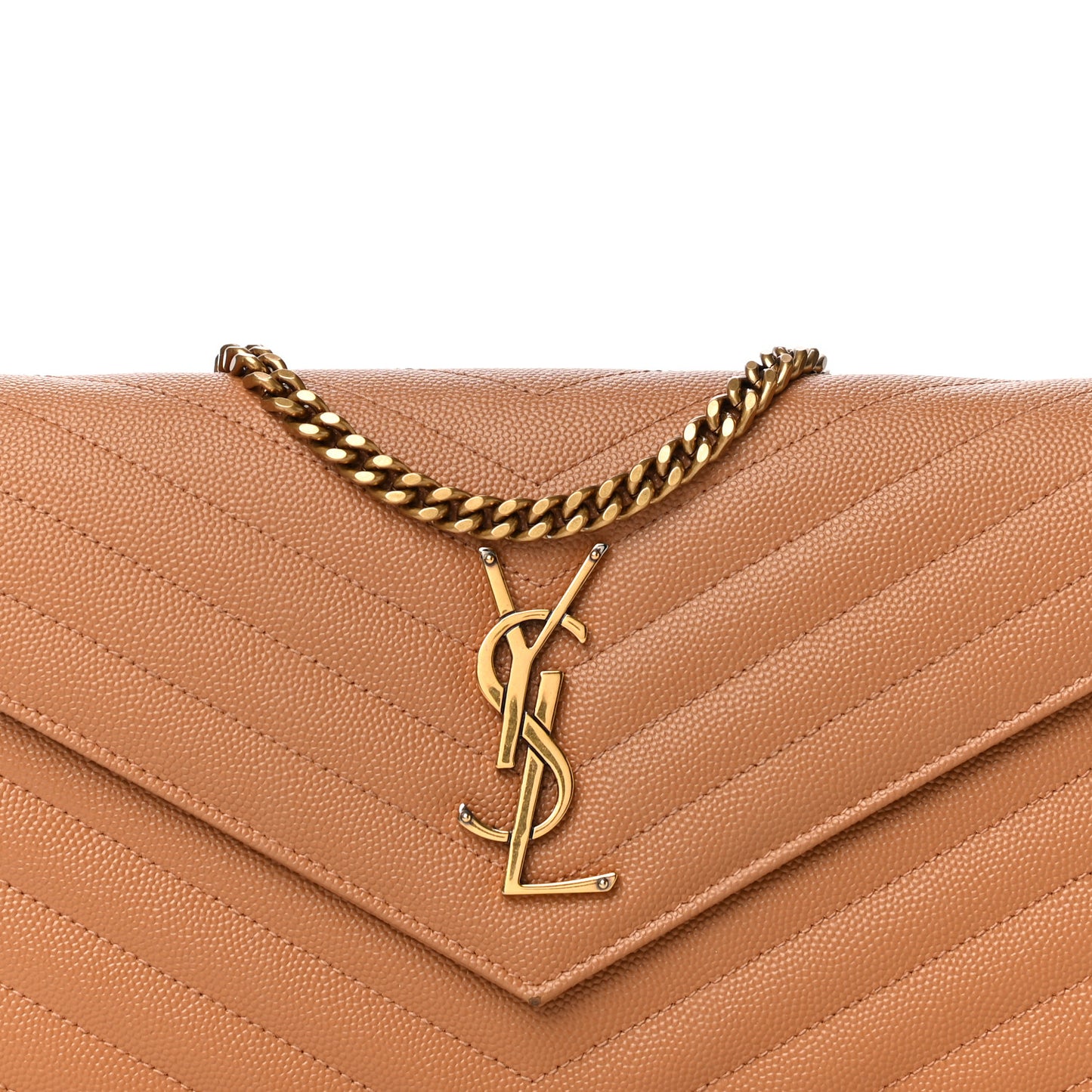 Grain De Poudre Matelasse Chevron Monogram Chain Wallet Dune