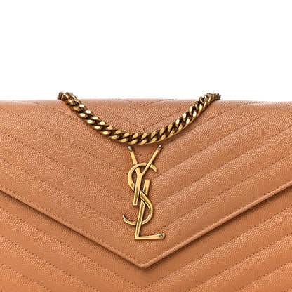 Saint Laurent Grain De Poudre Matelasse Chevron Monogram Chain Wallet Dune 8 of 14