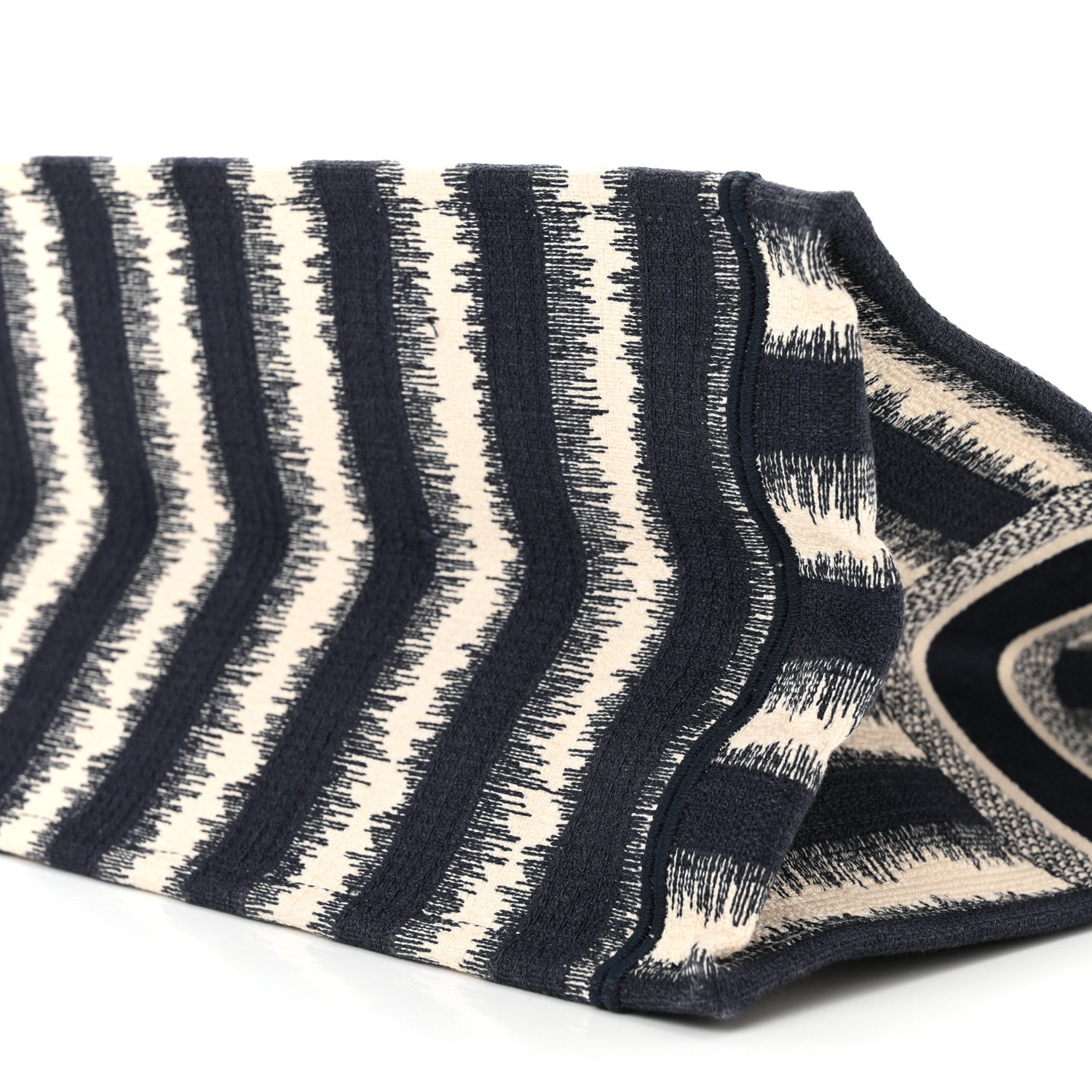 Christian Dior Canvas Embroidered Large Striped Book Tote Navy 10 of 10