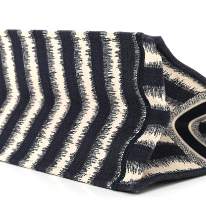 Christian Dior Canvas Embroidered Large Striped Book Tote Navy 10 of 10