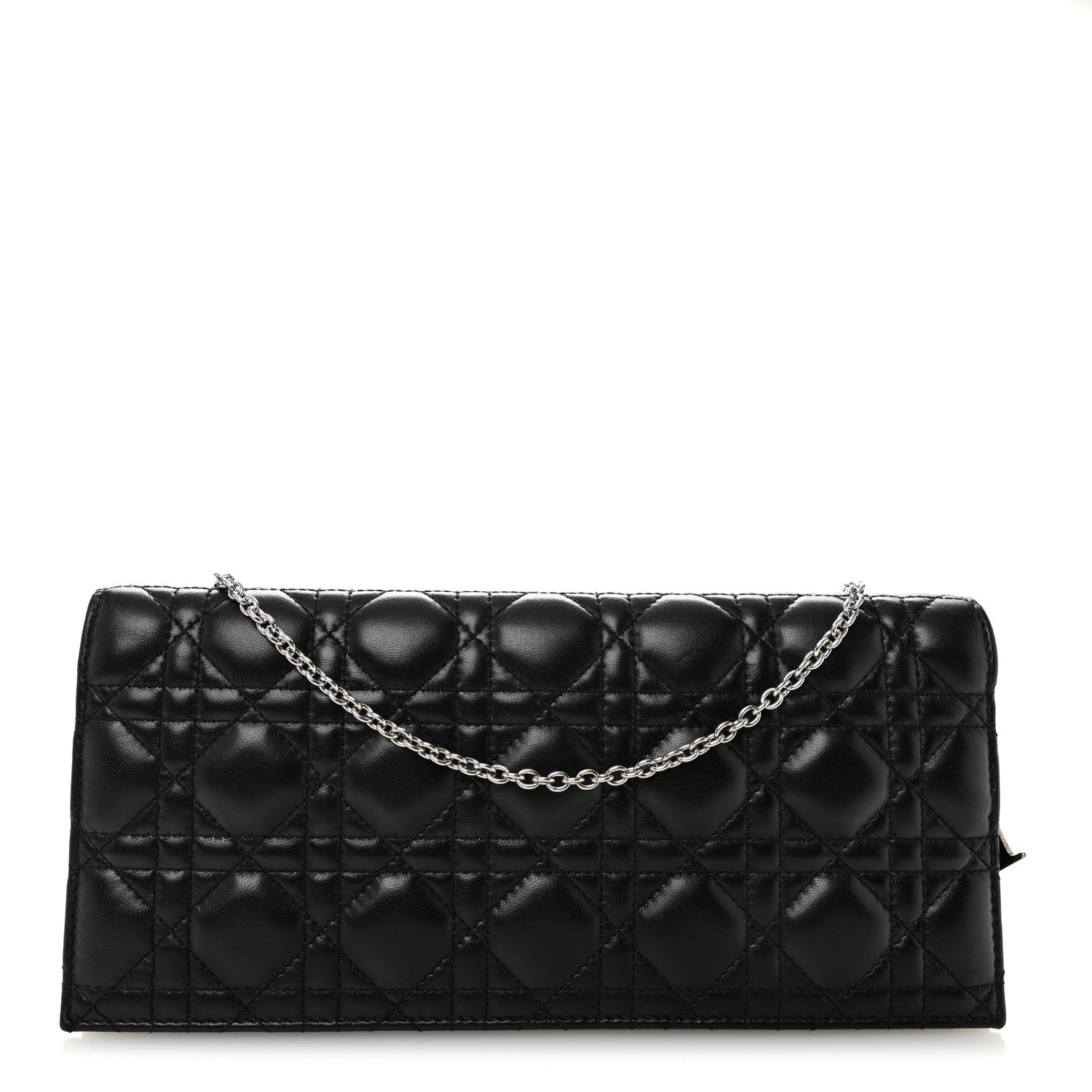 Christian Dior Lambskin Cannage Lady Dior Convertible Clutch Black 1 of 9