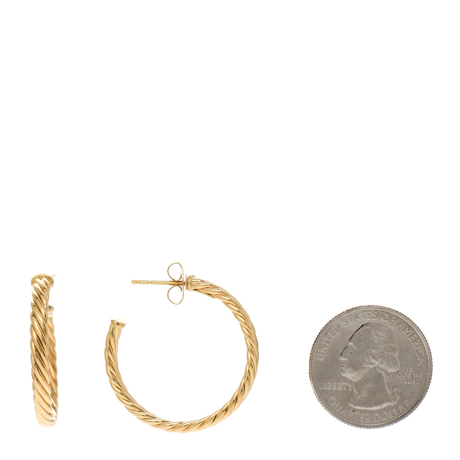 David Yurman 18K Yellow Gold Small Cablespira Hoop Earrings 2 of 4
