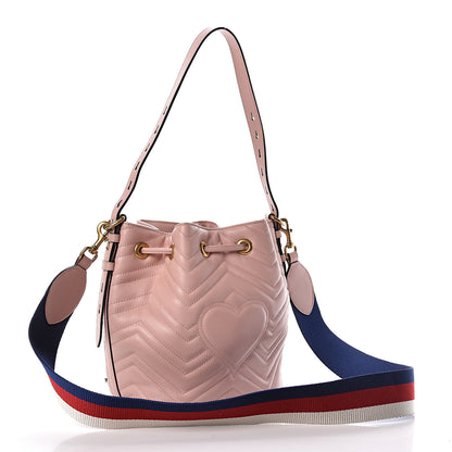 Gucci Calfskin Matelasse Sylvie Web GG Marmont Bucket Bag Perfect Pink 4 of 11