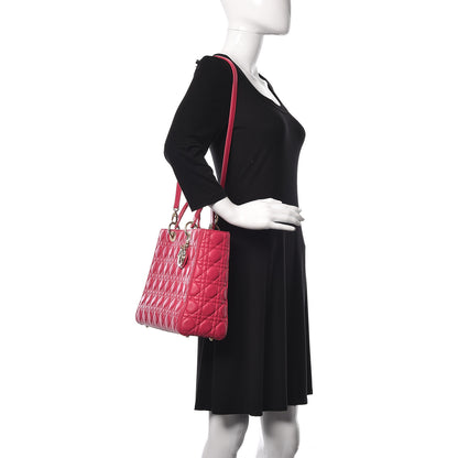 Christian Dior Lambskin Cannage Large Lady Dior Fuchsia 2 of 12