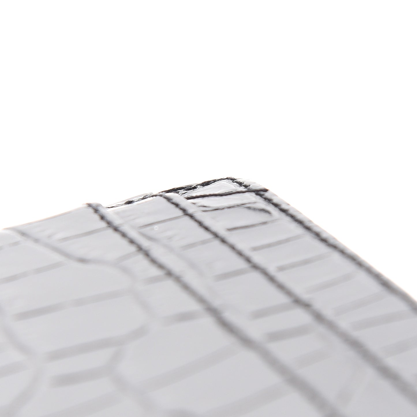 Calfskin Crocodile Embossed Monogram Credit Card Case Black