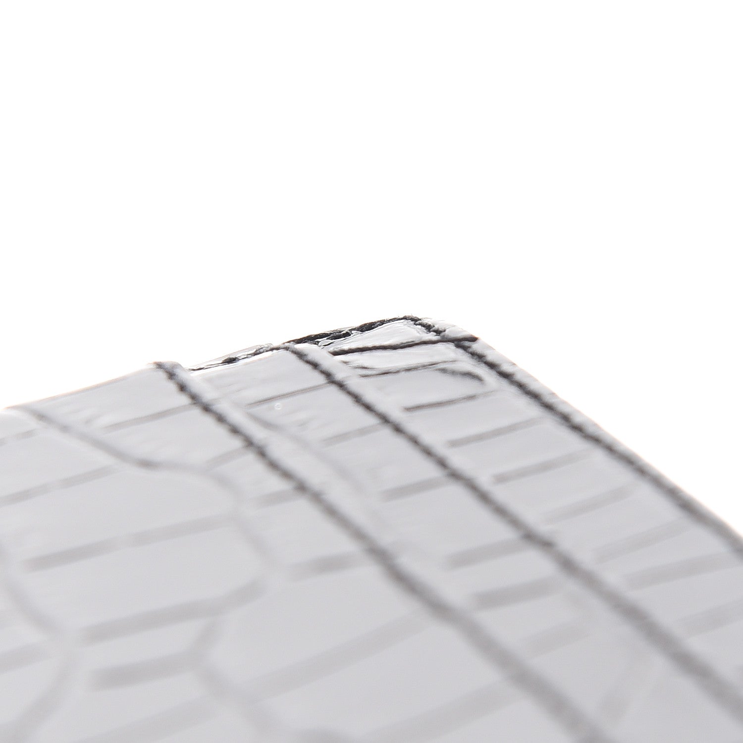 Saint Laurent Calfskin Crocodile Embossed Monogram Credit Card Case Black 8 of 9