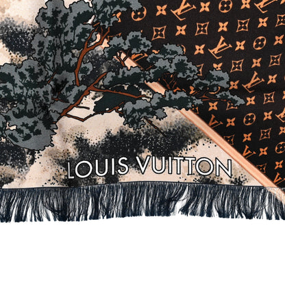 Louis Vuitton Silk Voyage Au Japon Square Scarf 70 Black 2 of 4
