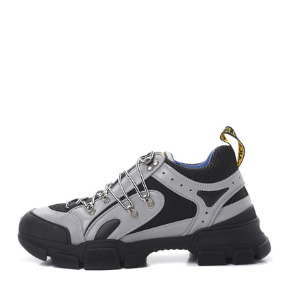 Gucci X SEGA Mesh Technical Canvas Calfskin Reflective Mens Flashtrek Sneakers 9.5 Silver Black 1 of 7