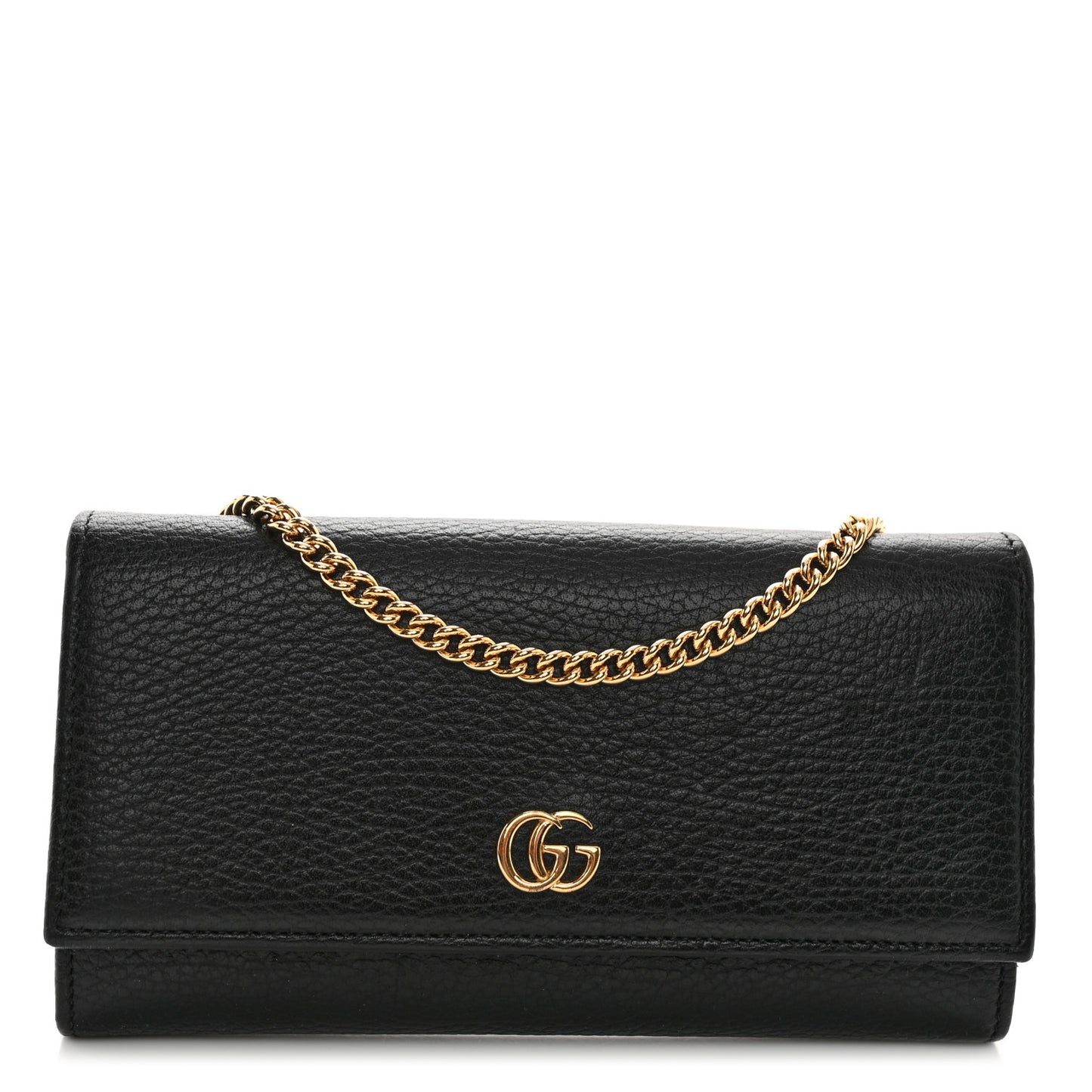Dollar Calfskin Petite GG Marmont Wallet Chain Bag Black