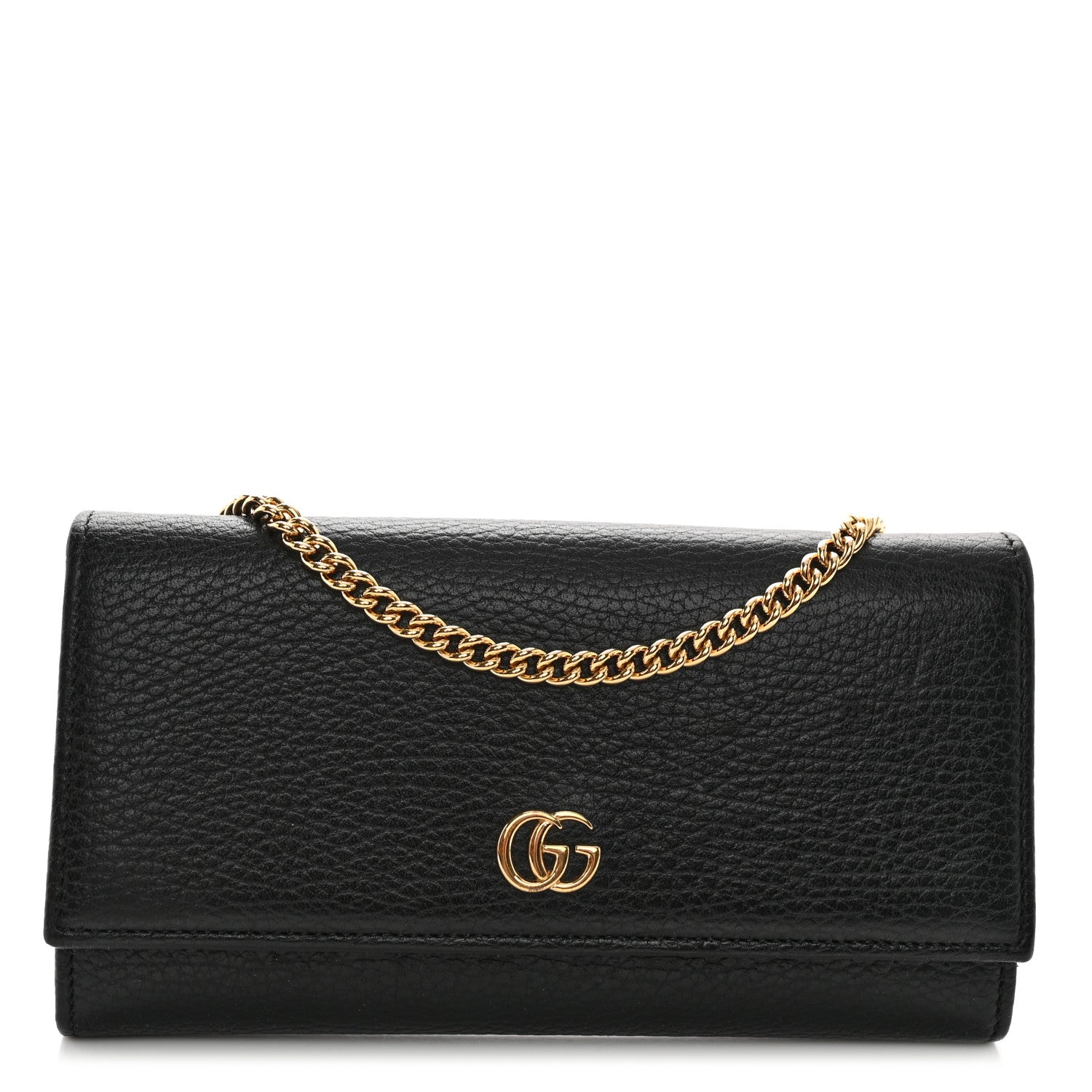 Gucci Dollar Calfskin Petite GG Marmont Wallet Chain Bag Black 1 of 10