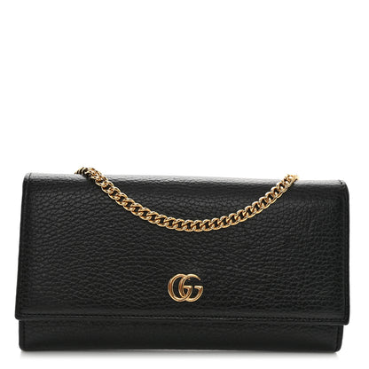 Gucci Dollar Calfskin Petite GG Marmont Wallet Chain Bag Black 1 of 10
