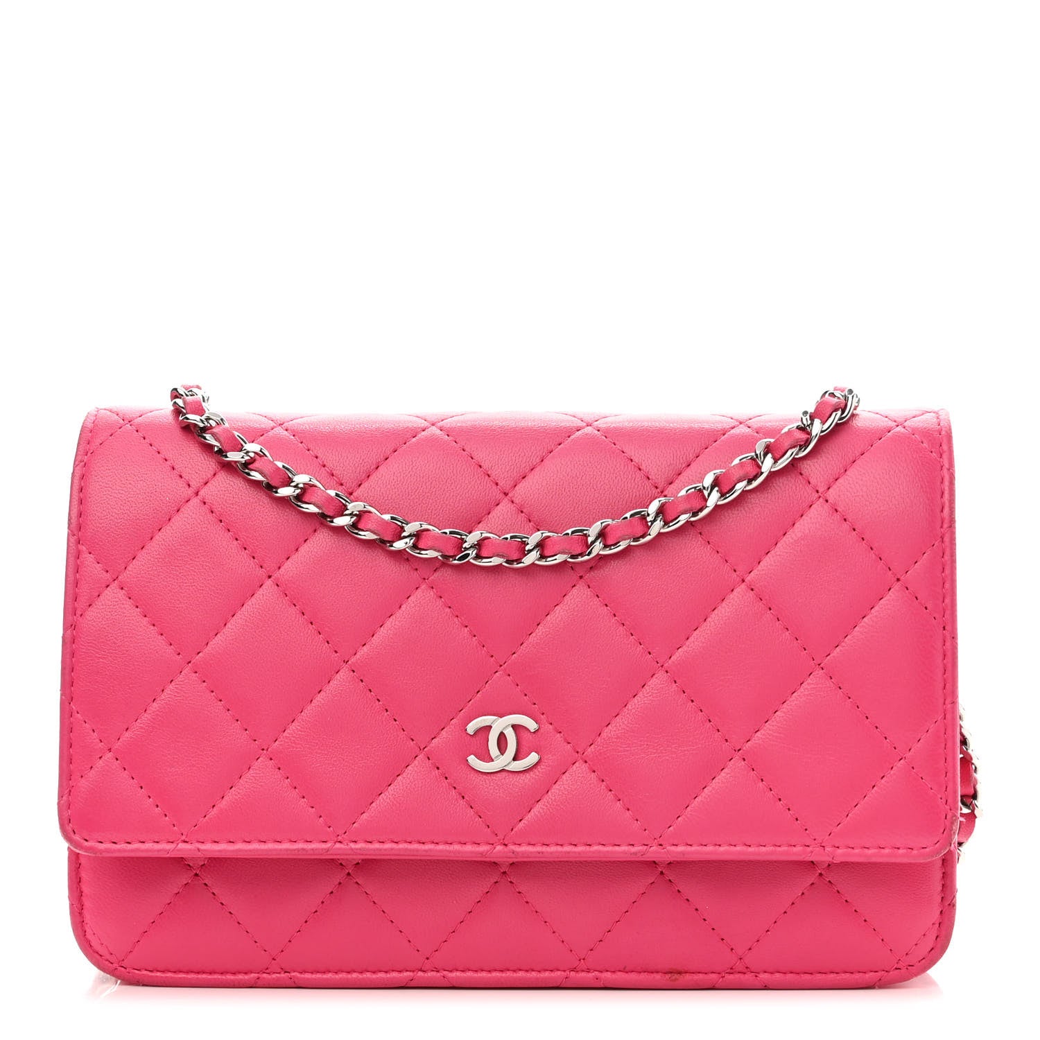 Chanel Lambskin Quilted Wallet on Chain WOC Dark Pink 1 of 11