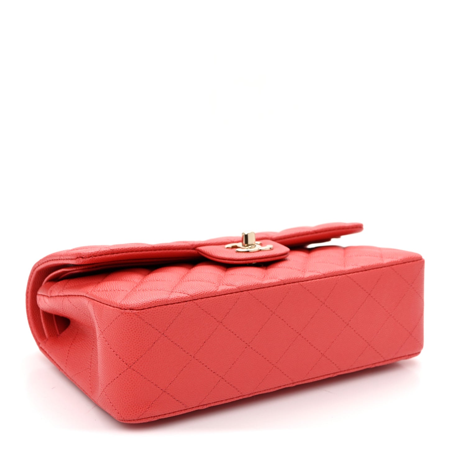 Caviar Quilted Small Double Flap Red Red