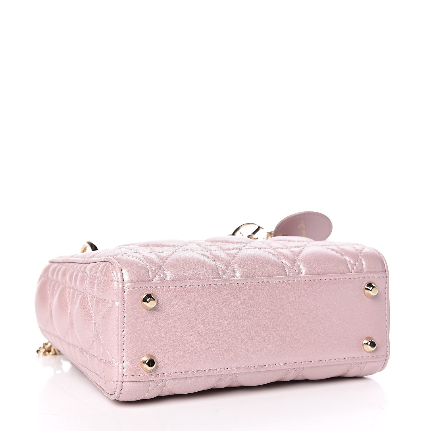 Christian Dior Metallic Lambskin Cannage Mini Lady Dior Lotus 4 of 14