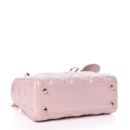 Christian Dior Metallic Lambskin Cannage Mini Lady Dior Lotus 4 of 14