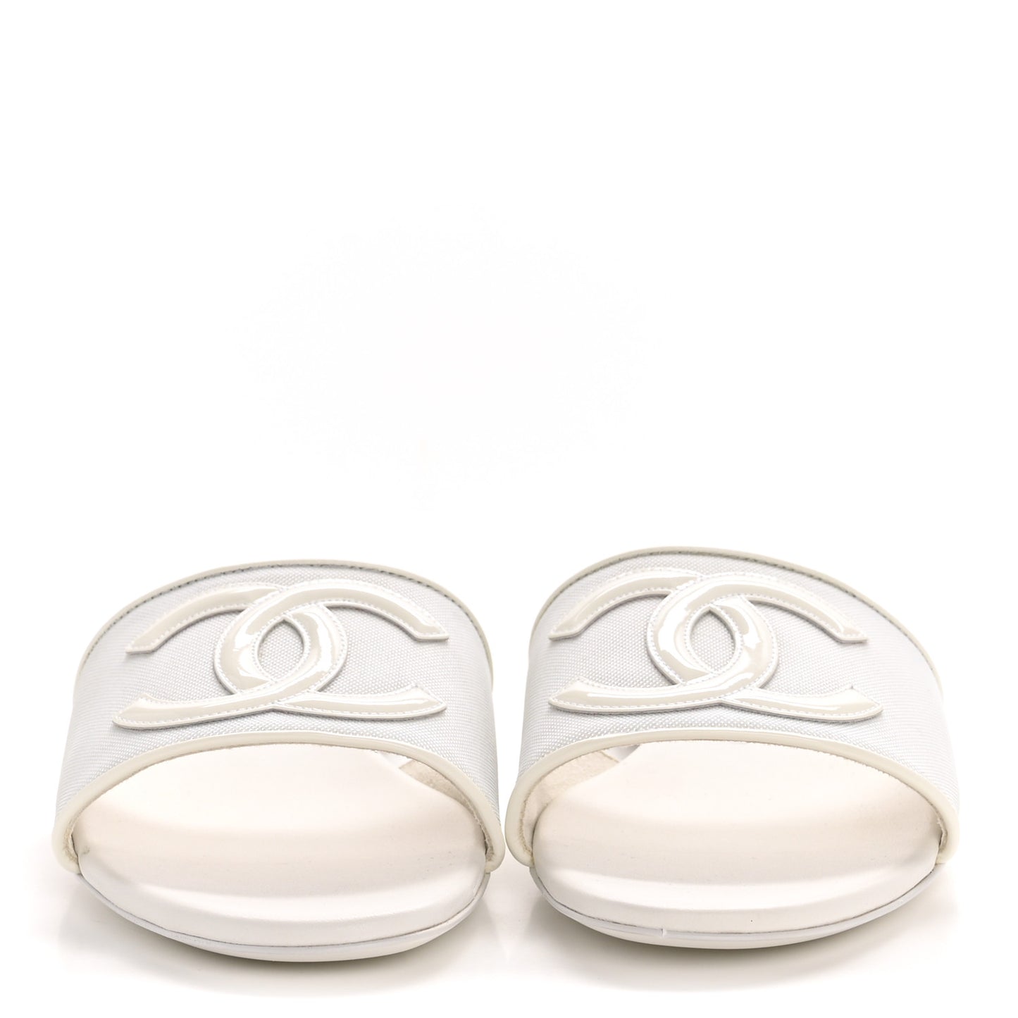 Patent Calfskin CC Mules Sandals 39 White