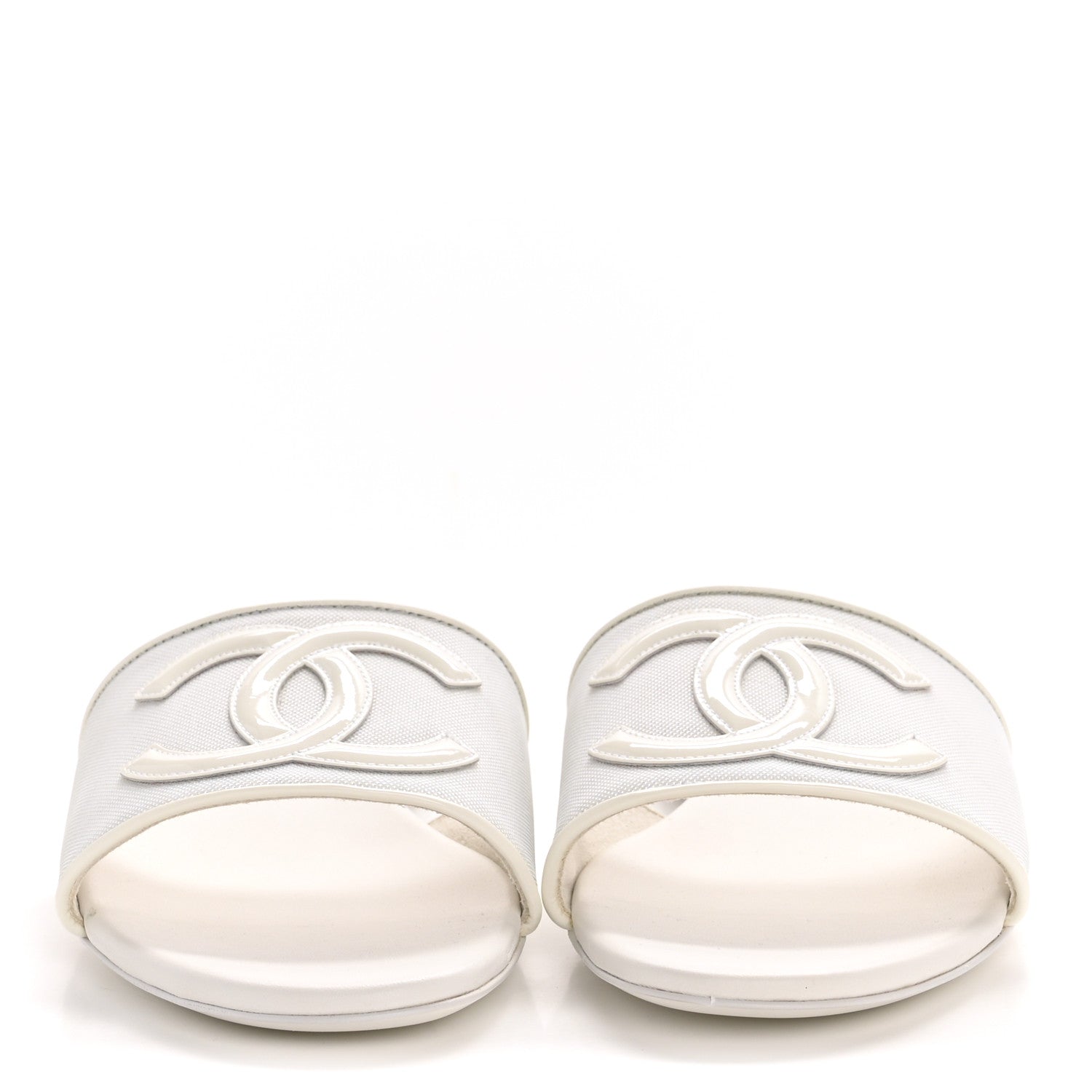 Chanel Patent Calfskin CC Mules Sandals 39 White 3 of 10