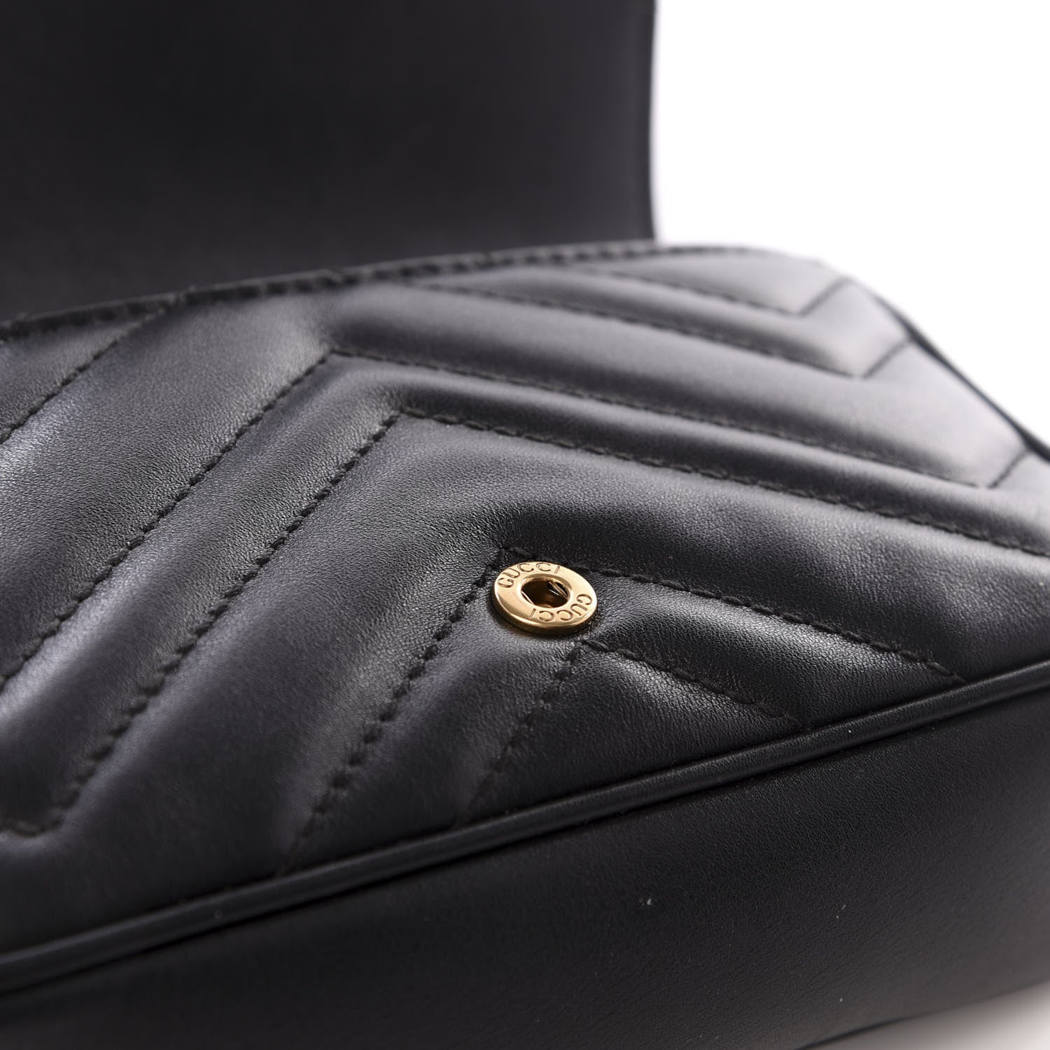 Gucci Calfskin Matelasse Super Mini GG Marmont Shoulder Bag Black 9 of 13