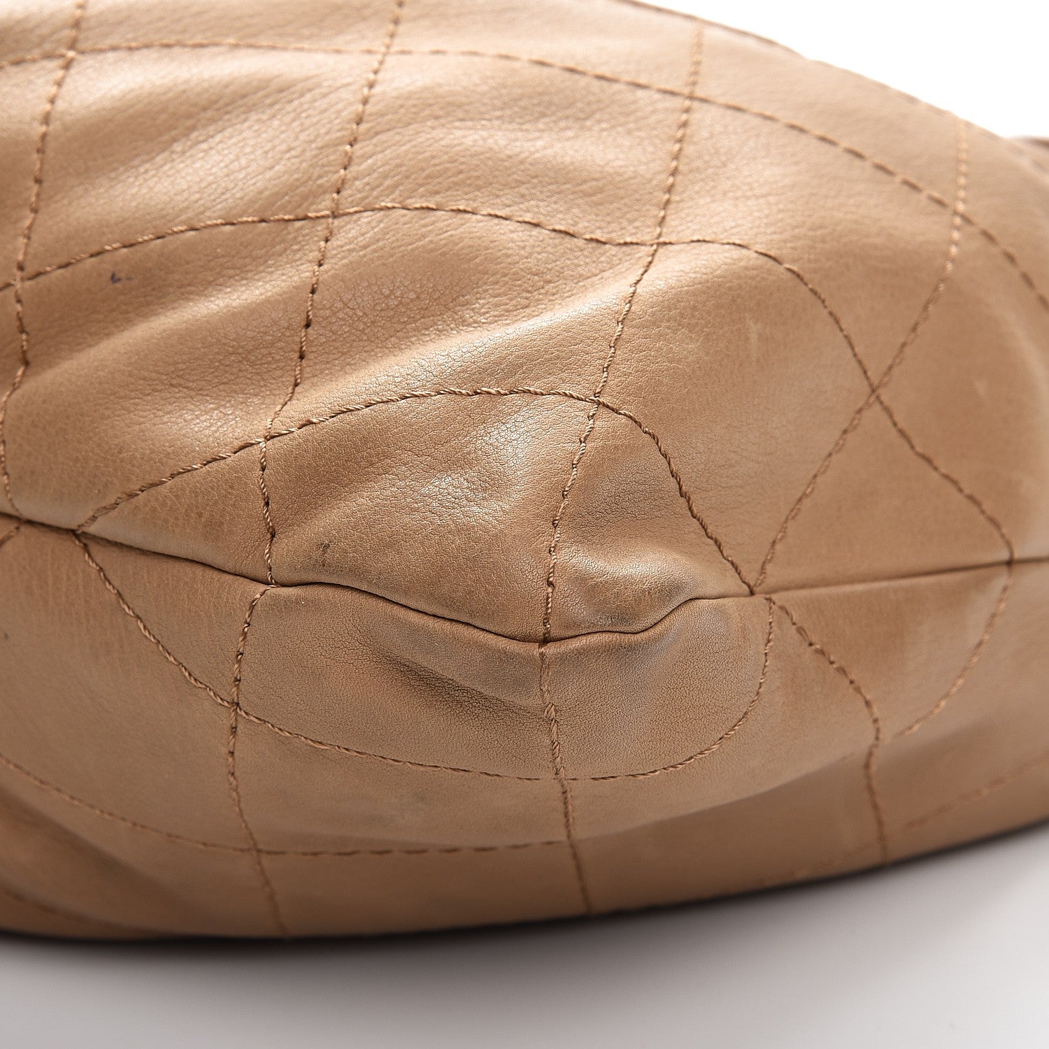 Chanel Calfskin Stitched Double Zip Hobo Beige 12 of 17