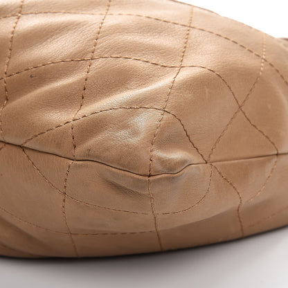 Chanel Calfskin Stitched Double Zip Hobo Beige 12 of 17