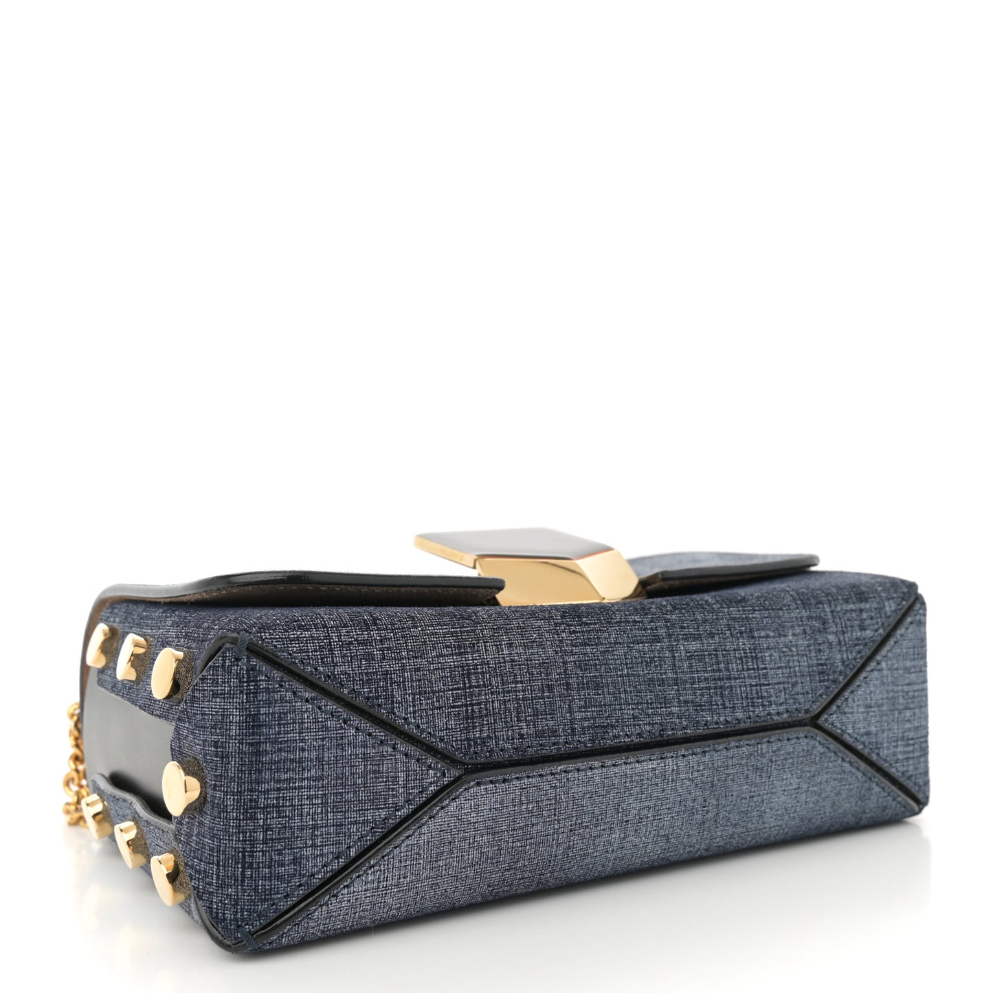 Denim Calfskin Lockett Petite Shoulder Bag Light Indigo