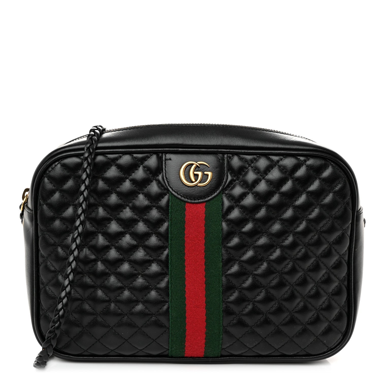 Gucci Calfskin Web Trapuntata Small GG Shoulder Bag Black 1 of 11