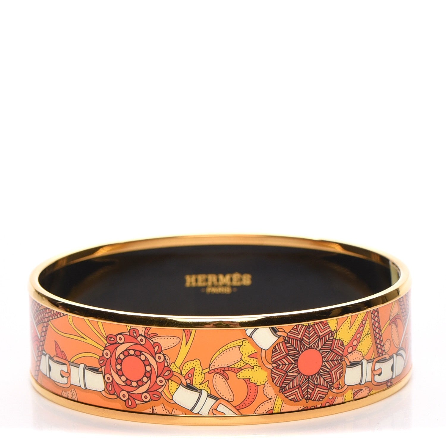 Hermes Enamel Printed Wide Festival des Amazones Bracelet 65 1 of 6