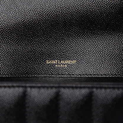 Saint Laurent Grain De Poudre Matelasse Monogram Medium Vicky Chain Bag Black 5 of 9