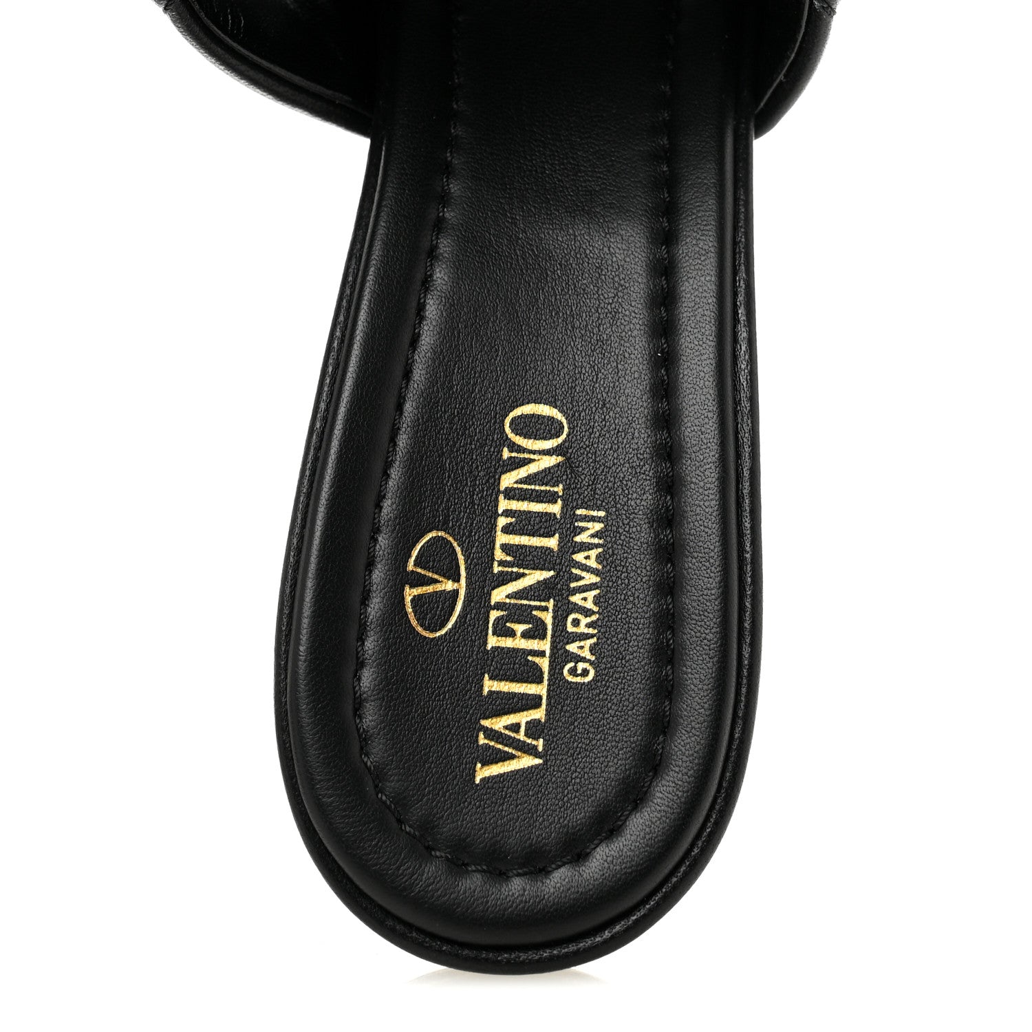 VALENTINO GARAVANI BLACKサンダル 39 1/2 25cm Valentino Garavani Nappa Quilted Monochrome Roman Stud 65mm Slide
