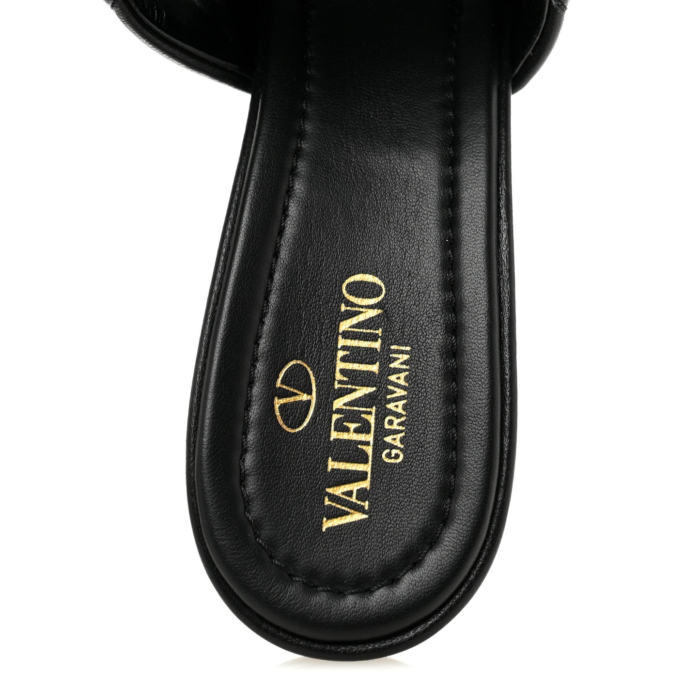 Nappa Quilted Monochrome Roman Stud 65mm Slide Sandals 39.5 Black