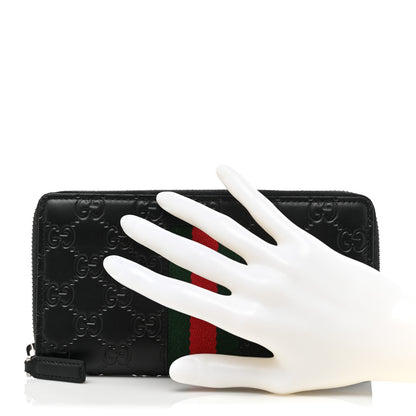 Gucci Guccissima Web Zip Around Wallet Black 2 of 11