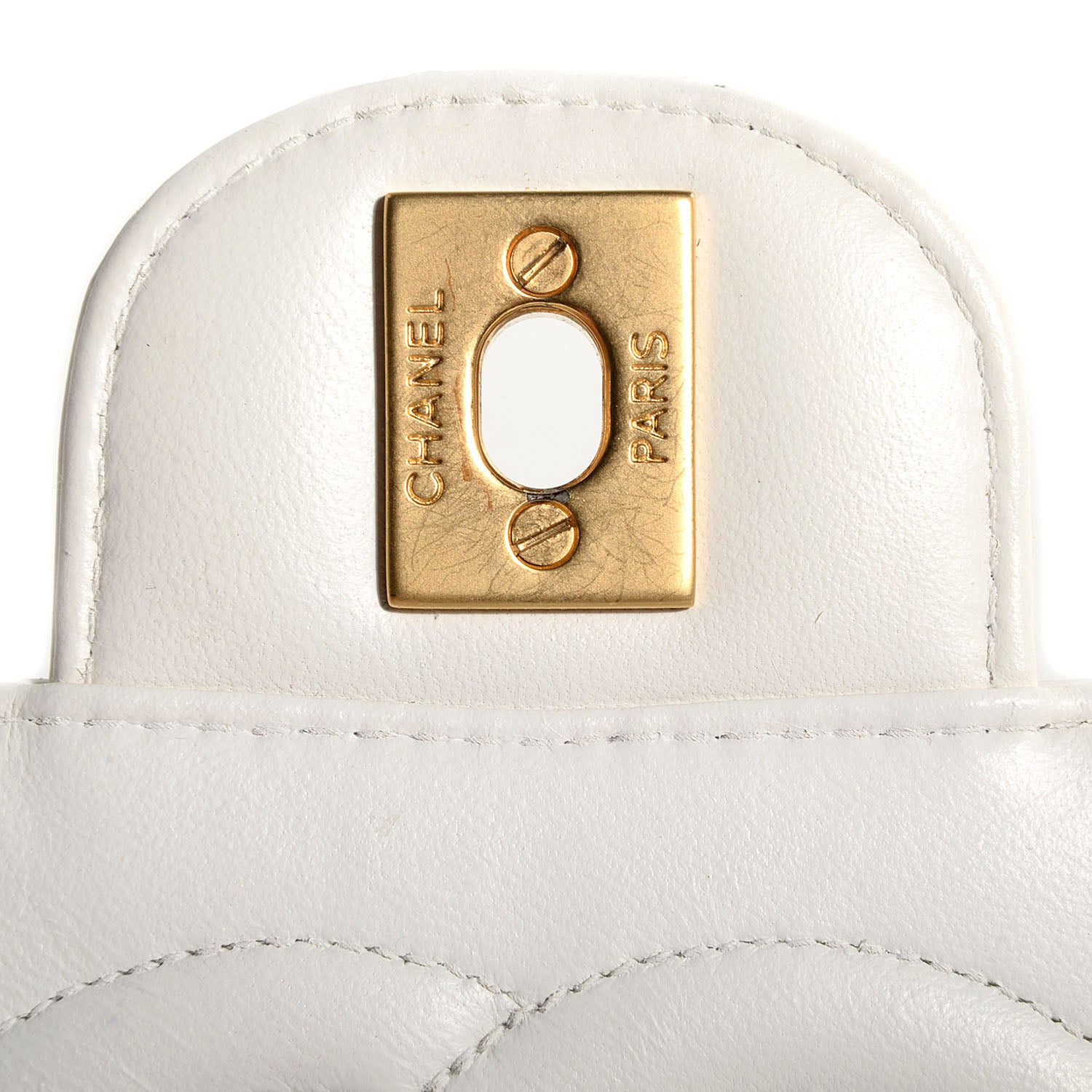 Chanel Patent Perforated Camellia Medium Single Flap White 7 of 9