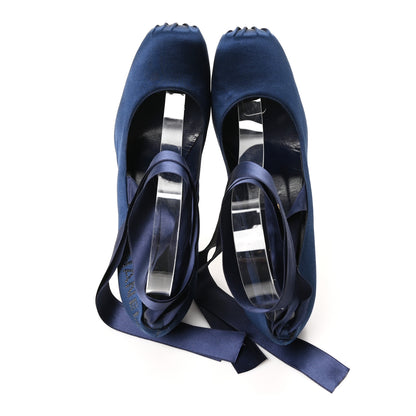 Chanel Satin Ankle Wrap Pumps 39 Navy 2 of 8
