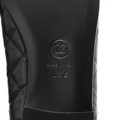 Chanel Aged Calfskin Quilted CC Cap Toe Ballerina Flats 38.5 Black 7 of 9