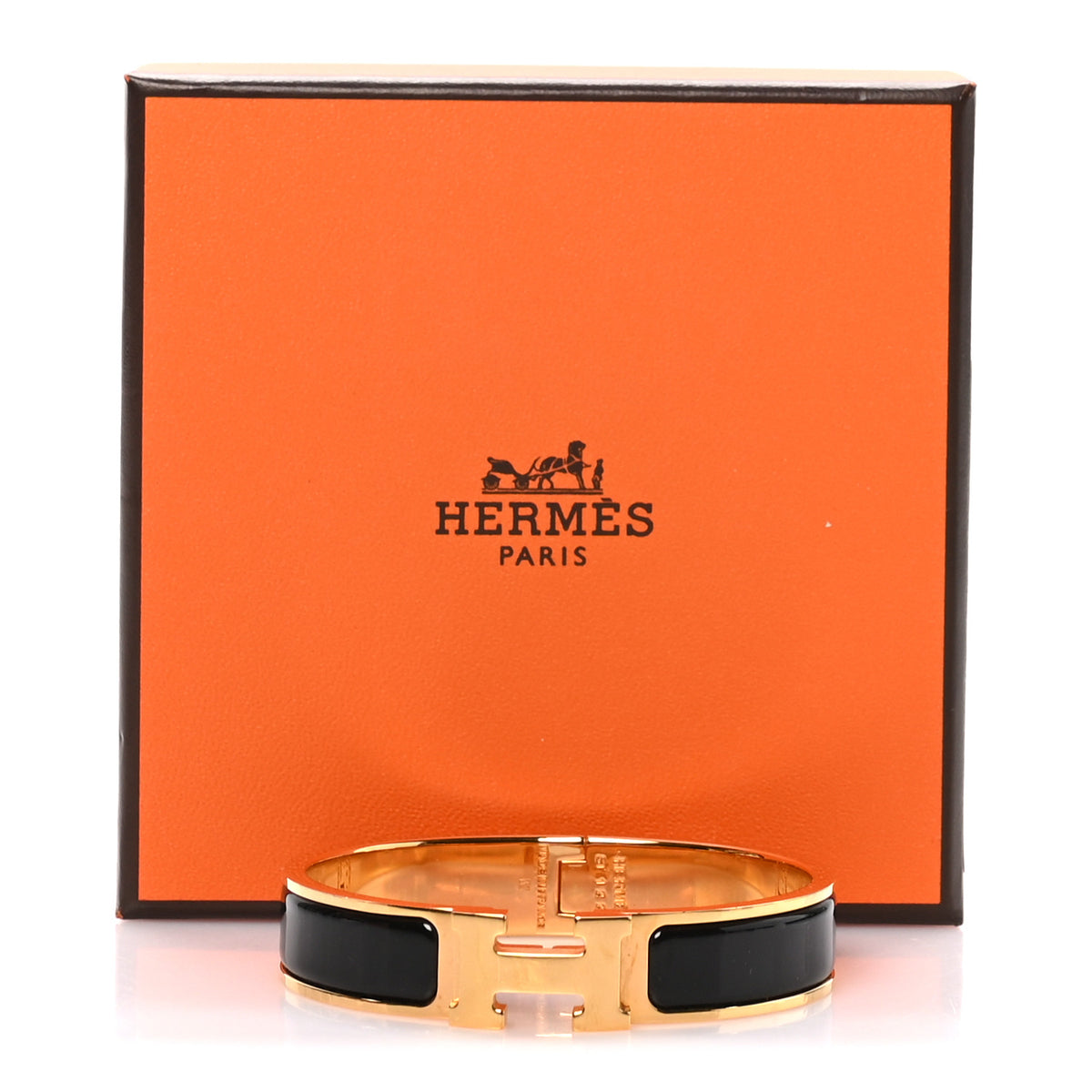 Enamel Narrow Clic Clac H Bracelet PM Black