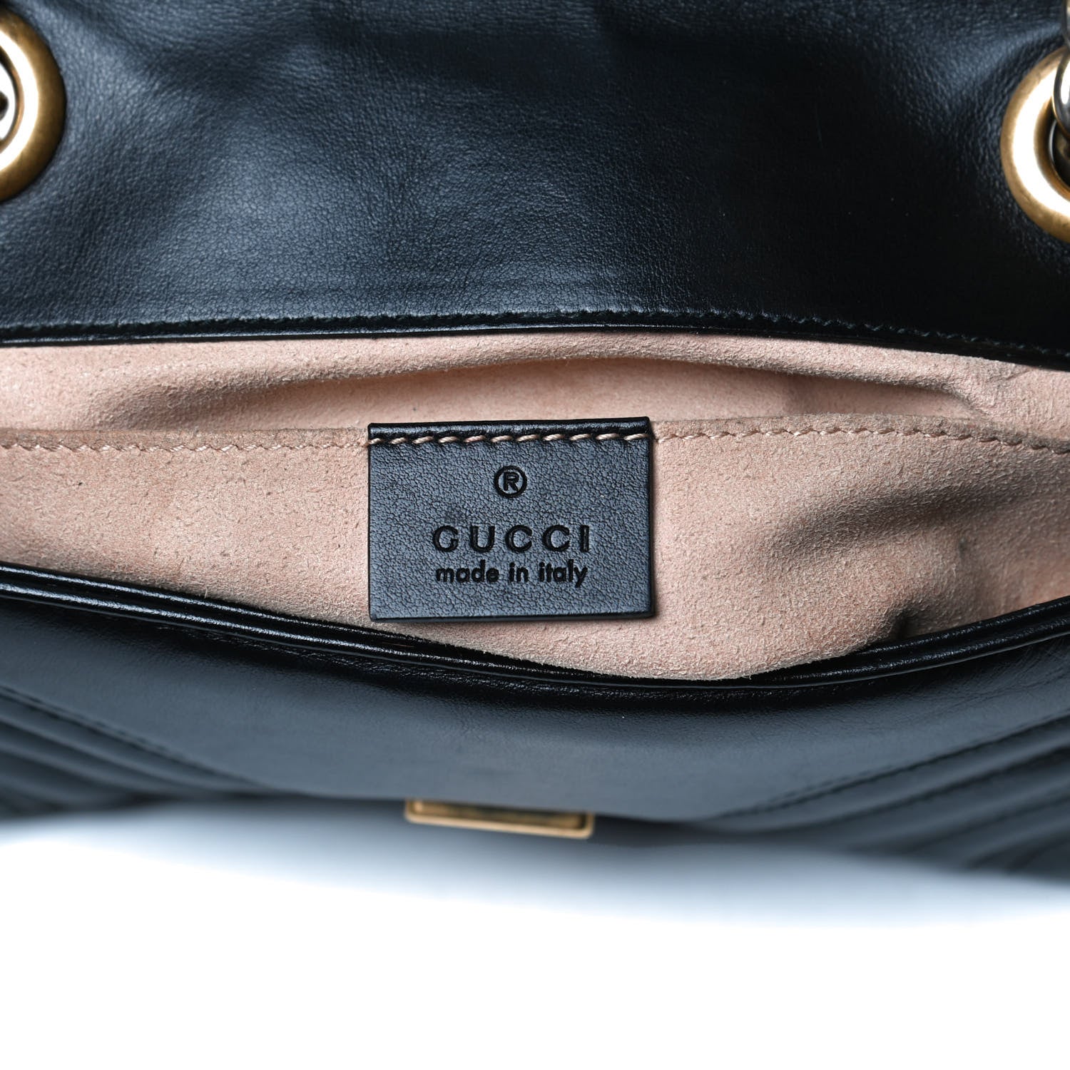 Gucci Calfskin Matelasse Mini GG Marmont Shoulder Bag Black 9 of 15