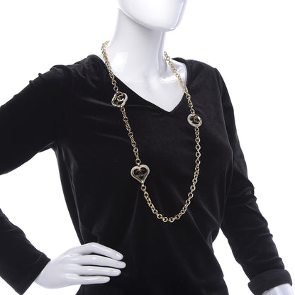 Chanel Crystal CC Chain Heart Necklace Gold 2 of 9