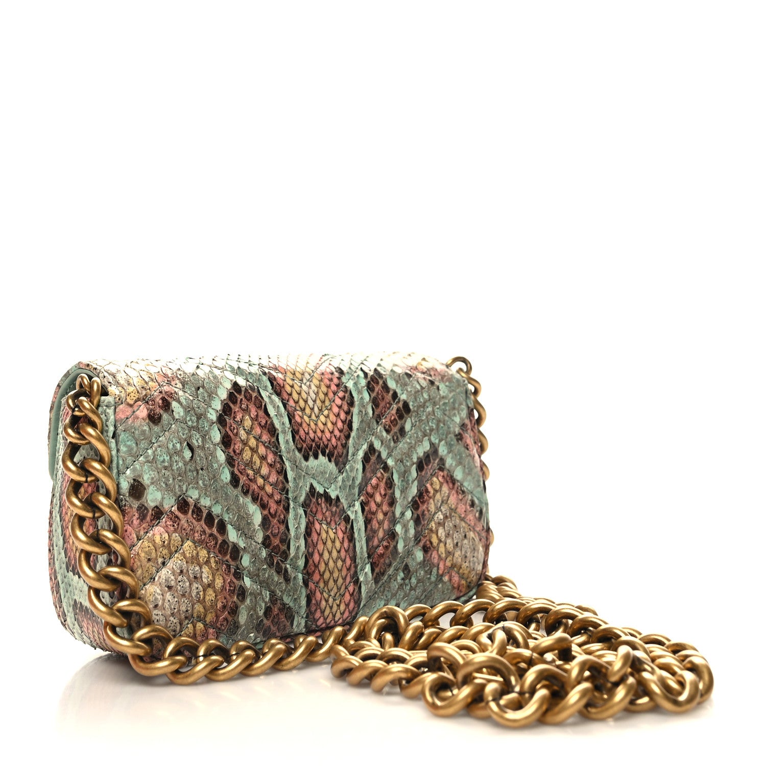 Gucci Snakeskin Matelasse GG Marmont Chain Belt Bag 3 of 12