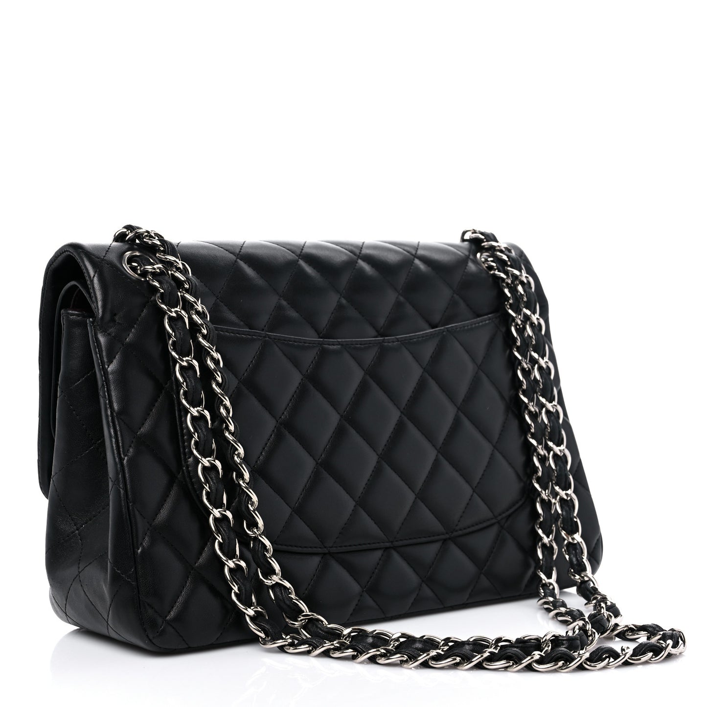 Lambskin Quilted Jumbo Double Flap Black
