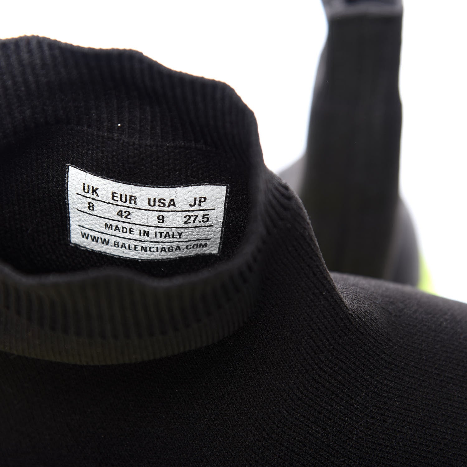 Balenciaga Neoprene Knit Mens Speed Sneakers 42 Black Lime 9 of 10