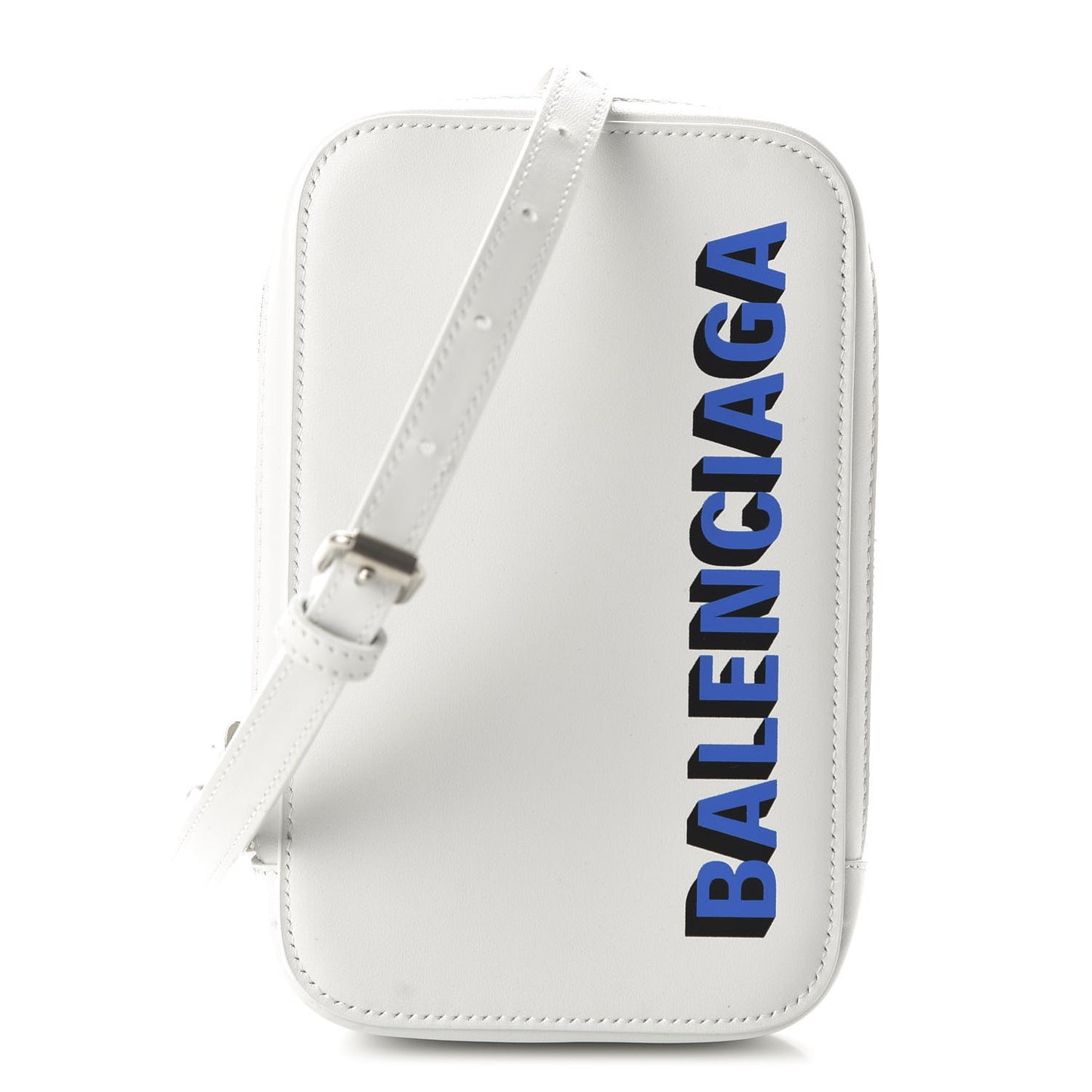 Smooth Calfskin 3D Logo Cash Phone Holder Bag White Screen Blue Black