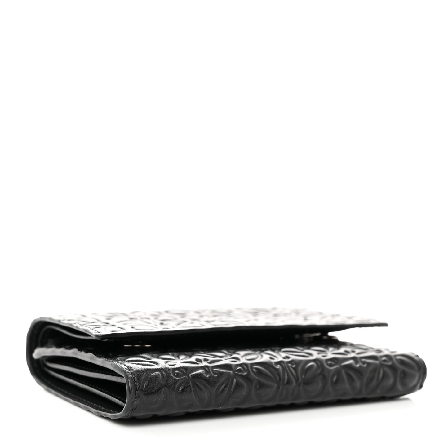 Calfskin Embossed Trifold Wallet Black