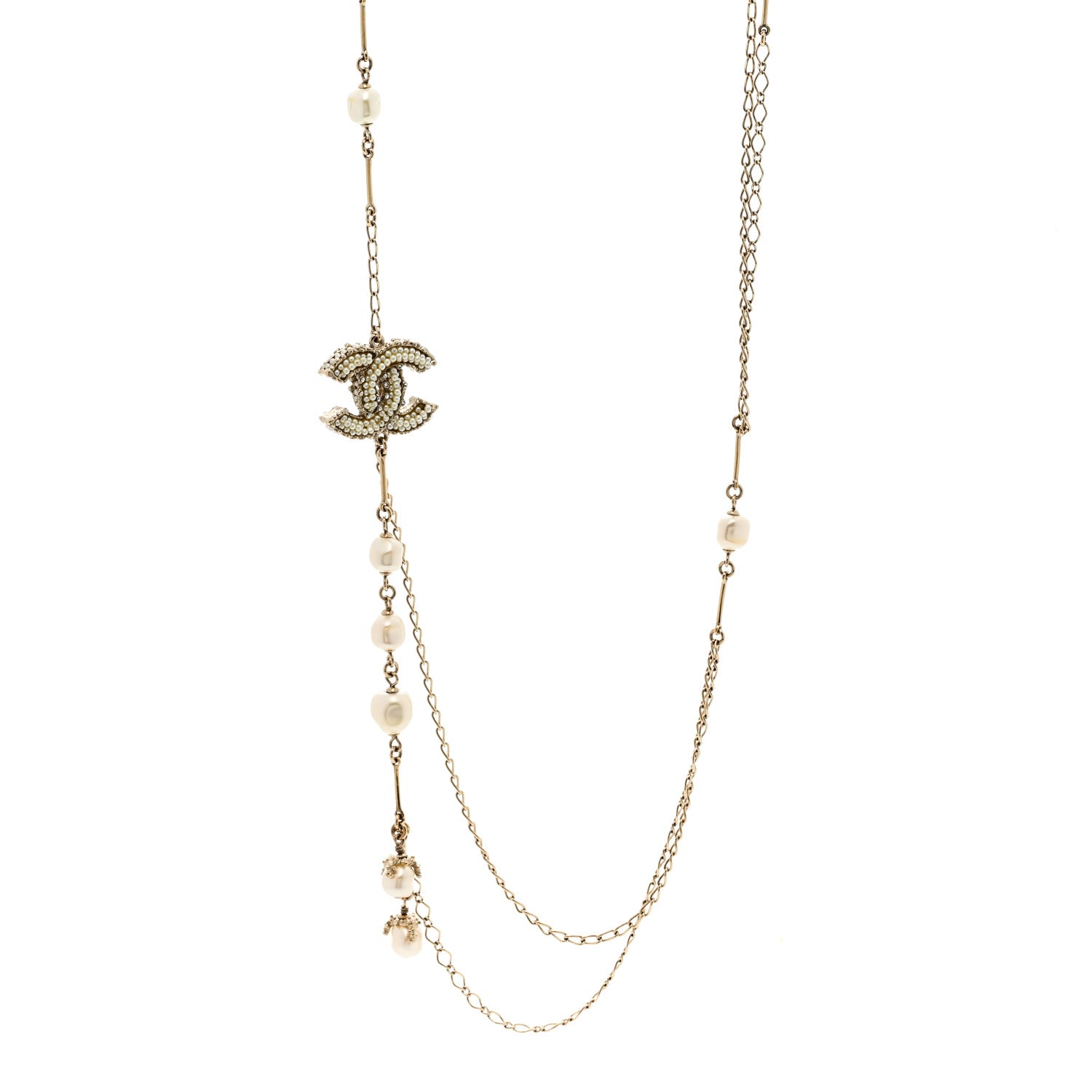 Chanel Pearl CC Long Necklace Gold 1 of 6
