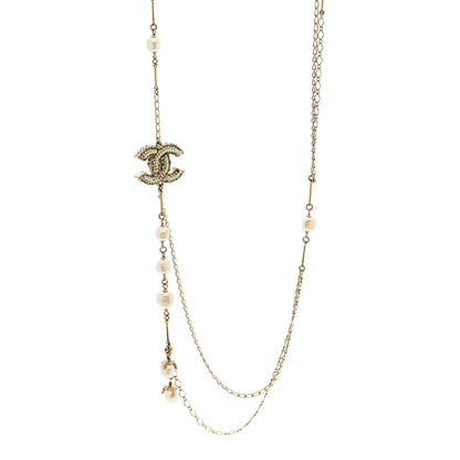 Chanel Pearl CC Long Necklace Gold 1 of 6
