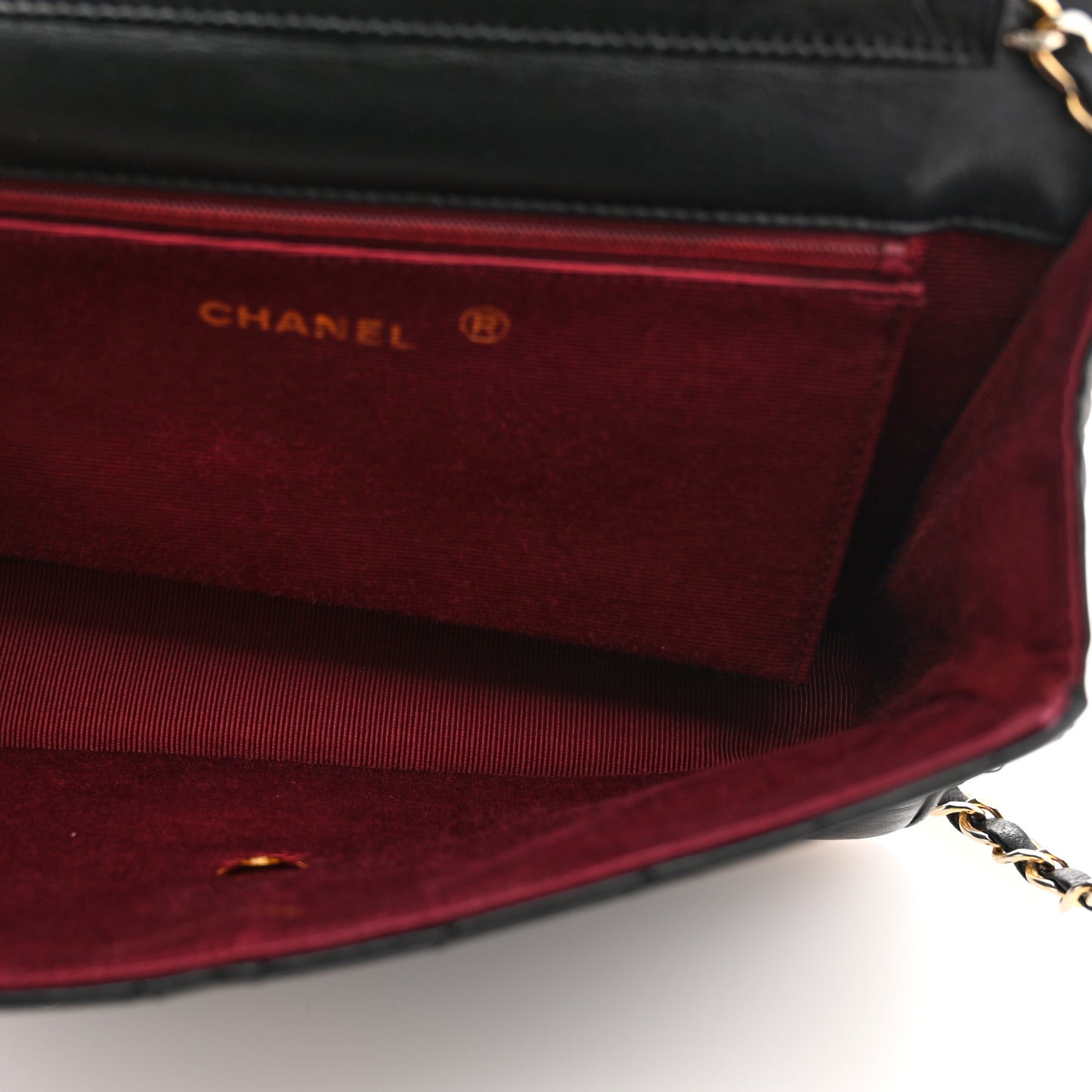 Lambskin Chevron Quilted Small Single Flap Black