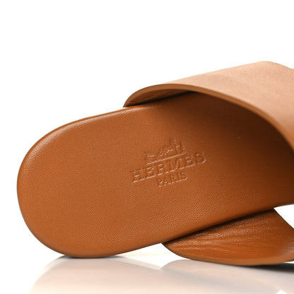 Hermes Calfskin Devise Sandals 37.5 Beige Dore 8 of 9