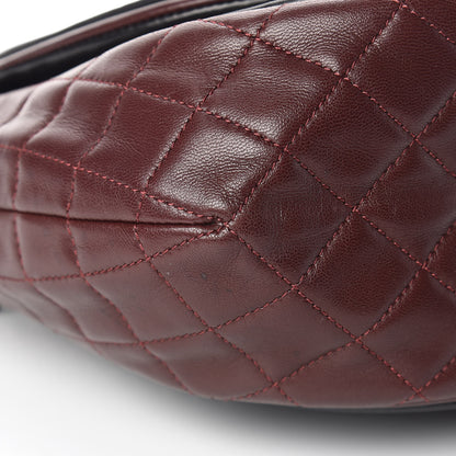 Chanel Lambskin Quilted Large Classic Twist Crescent Flap Black Burgundy 9 of 13
