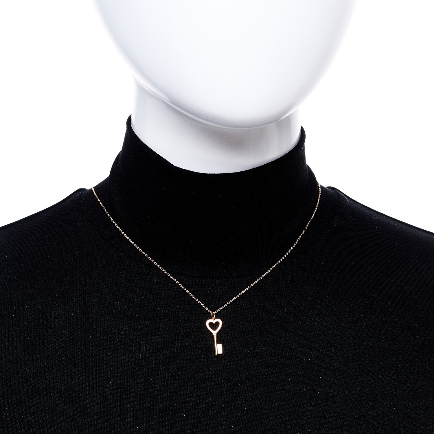 Tiffany 18K Rose Gold Mini Heart Key Pendant Necklace 1849142